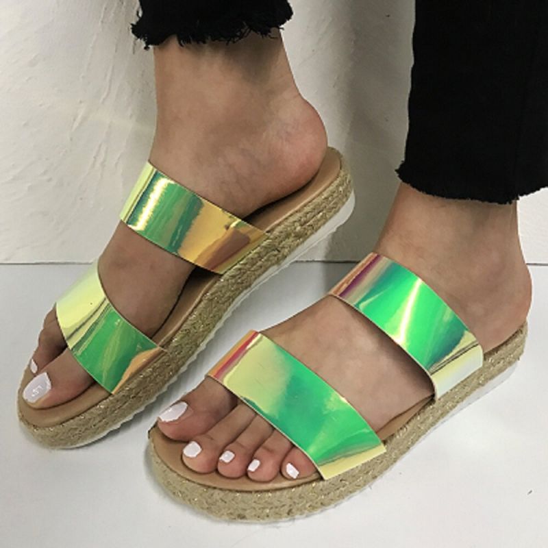 Dam Dubbel Gradient Färgrem Bekväm Halkfri Espadrillesandaler