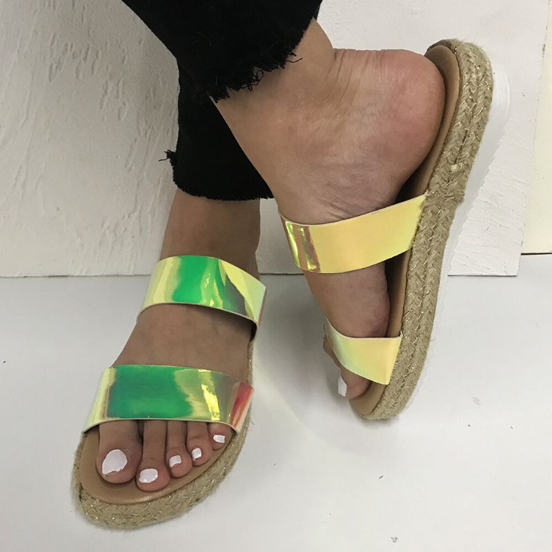 Dam Dubbel Gradient Färgrem Bekväm Halkfri Espadrillesandaler