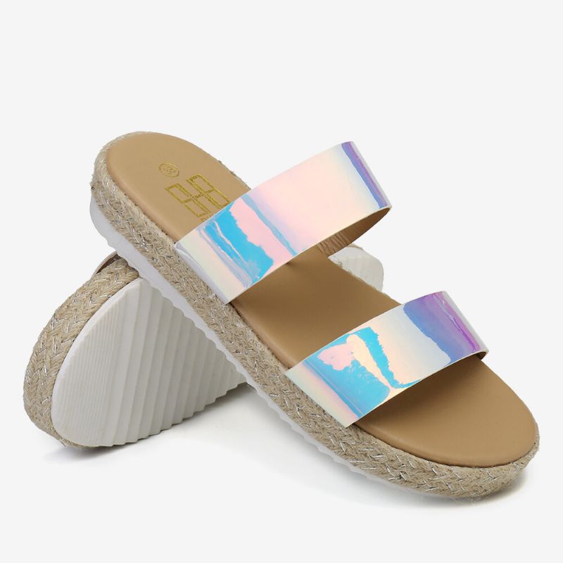 Dam Dubbel Gradient Färgrem Bekväm Halkfri Espadrillesandaler