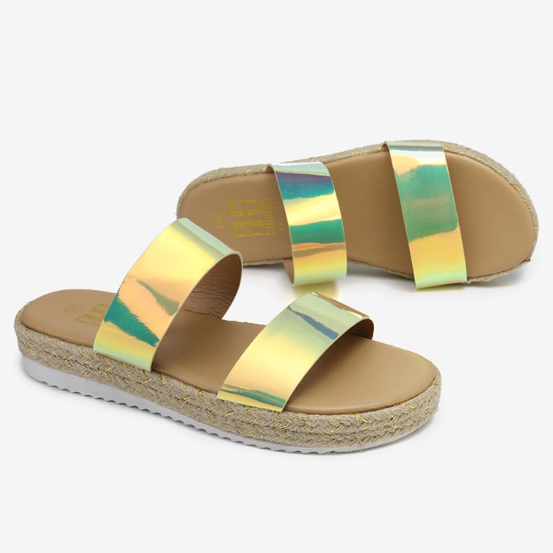 Dam Dubbel Gradient Färgrem Bekväm Halkfri Espadrillesandaler