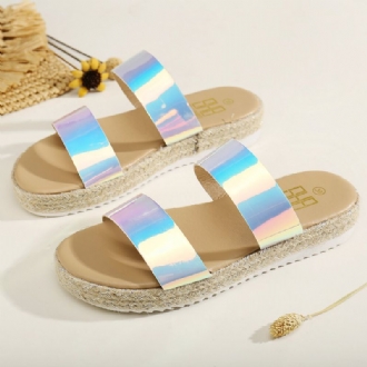 Dam Dubbel Gradient Färgrem Bekväm Halkfri Espadrillesandaler