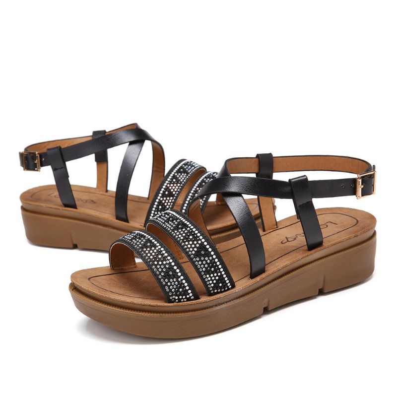 Dam Rivet Comfy Double Band Platform Sandaler