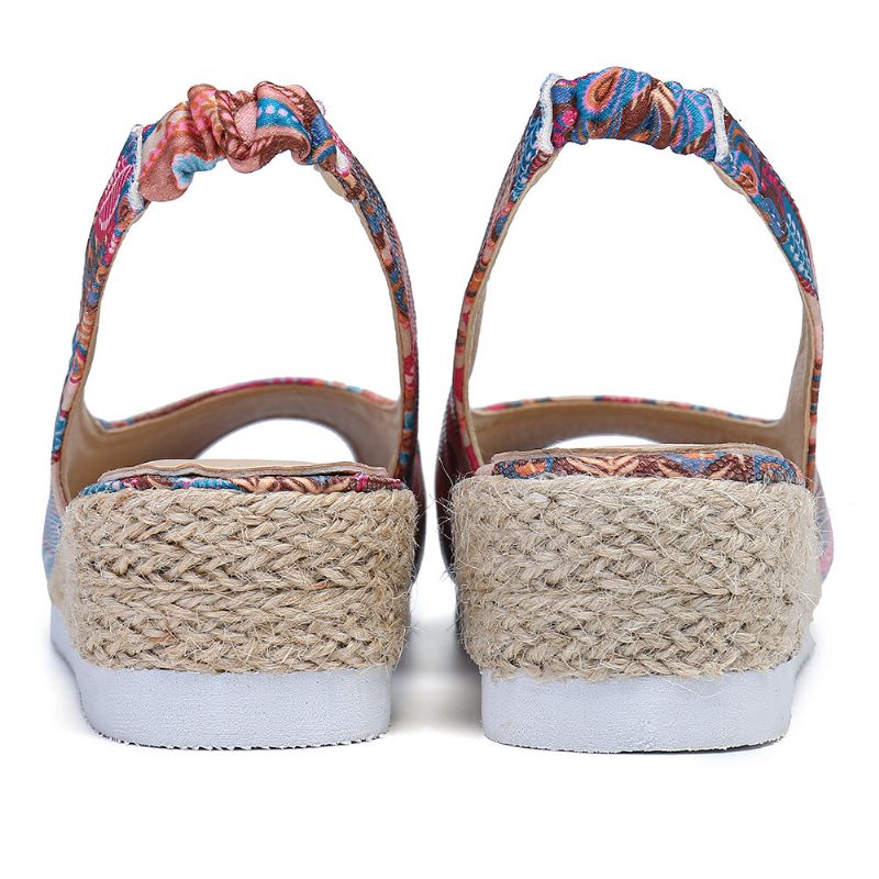 Dampåfågelmönster Espadrille Comfy Wedge Peep Toe-plattformar