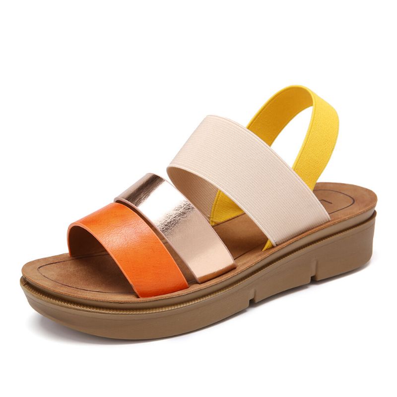 Kvinnor Colorblock Cross Elastisk Strap Platform Sandaler