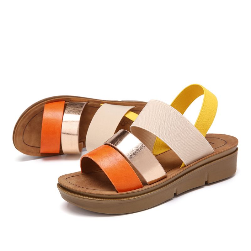 Kvinnor Colorblock Cross Elastisk Strap Platform Sandaler