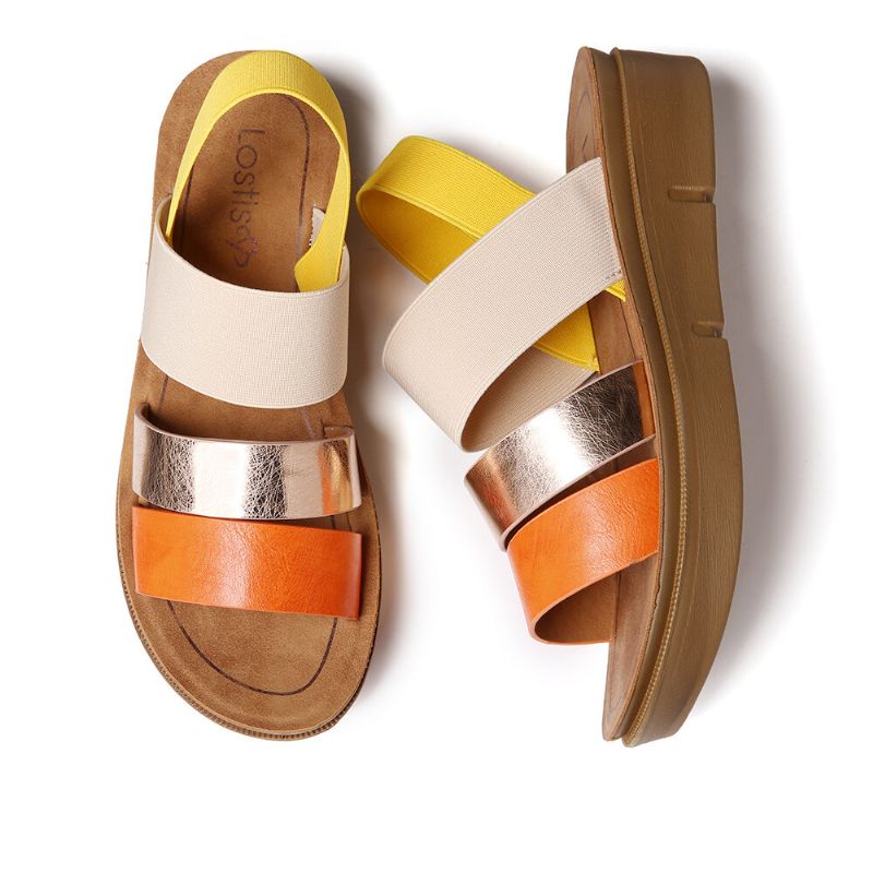 Kvinnor Colorblock Cross Elastisk Strap Platform Sandaler