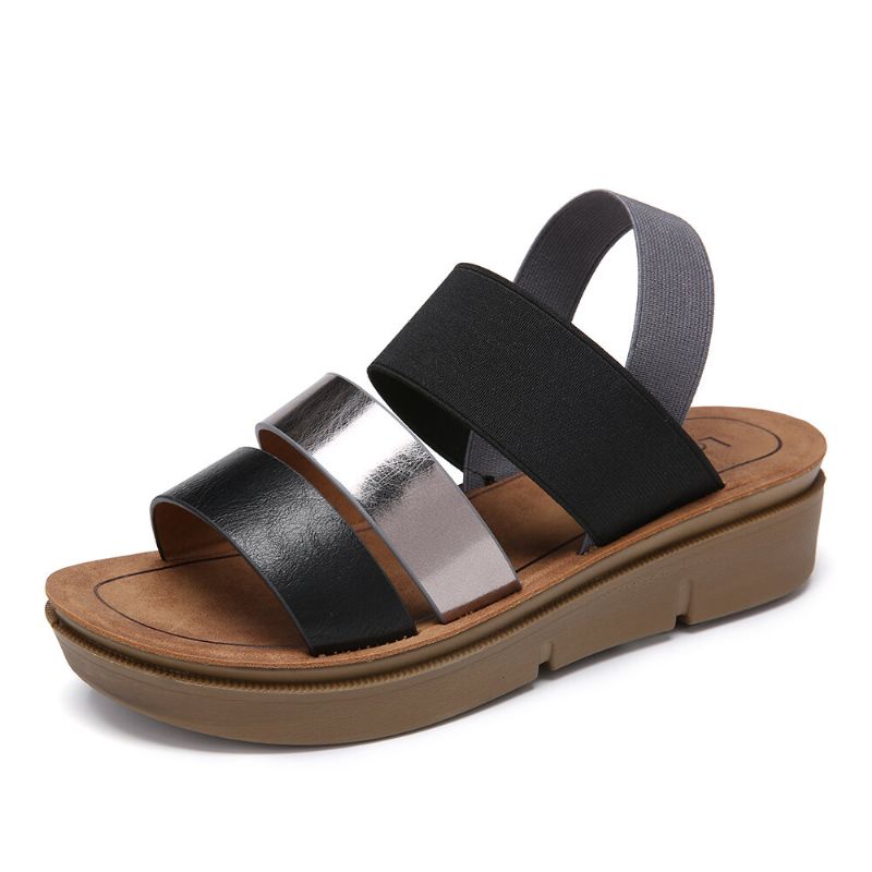 Kvinnor Colorblock Cross Elastisk Strap Platform Sandaler