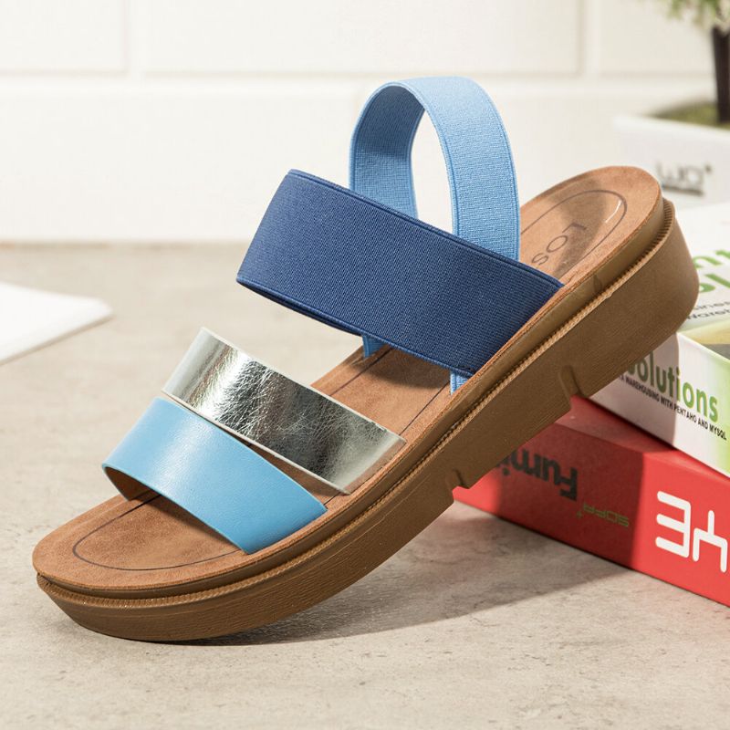 Kvinnor Colorblock Cross Elastisk Strap Platform Sandaler