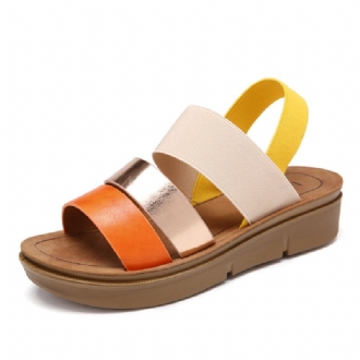 Kvinnor Colorblock Cross Elastisk Strap Platform Sandaler