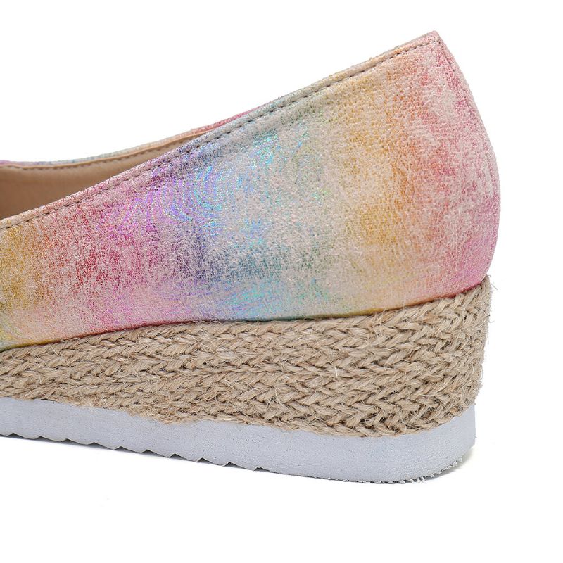 Kvinnor Färgglad Espadrille Comfy Wedge Peep Toe Platforms