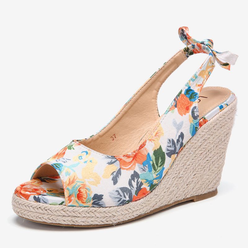 Kvinnor Tryckdekor Bekväm Bärbar Peep Toe Casual Wedges Sandaler