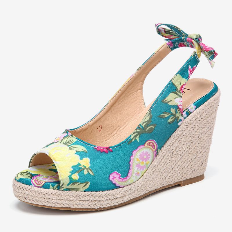 Kvinnor Tryckdekor Bekväm Bärbar Peep Toe Casual Wedges Sandaler