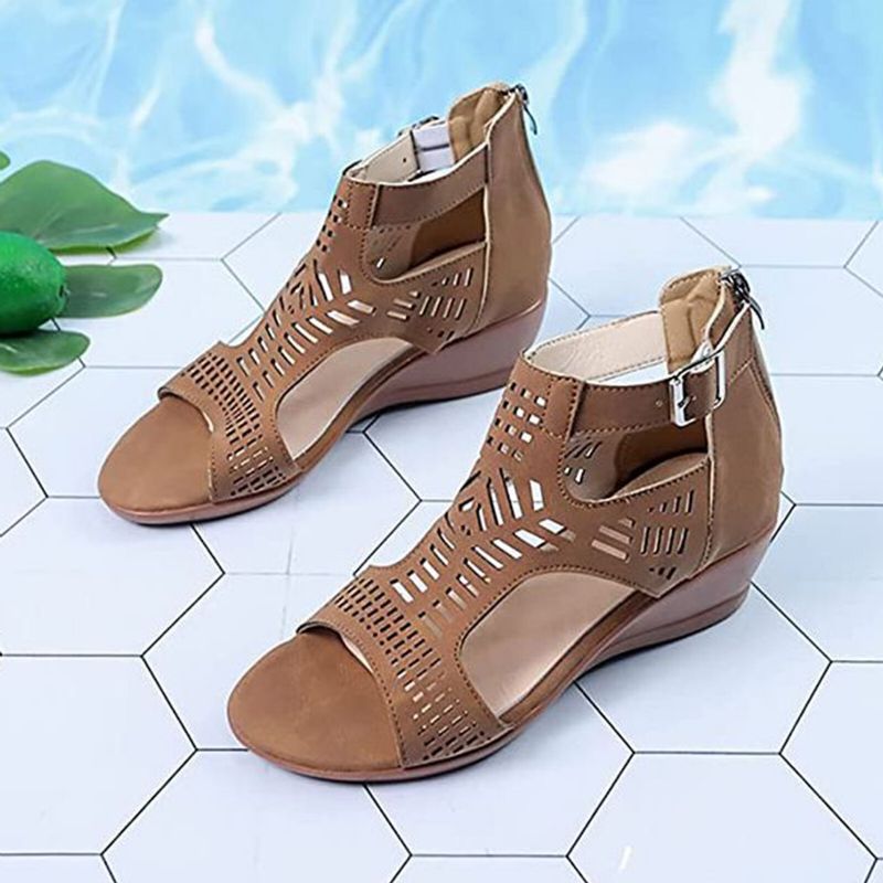 Plus Size Damer Casual Andas Hollow Summer Vacation Wedges Sandaler