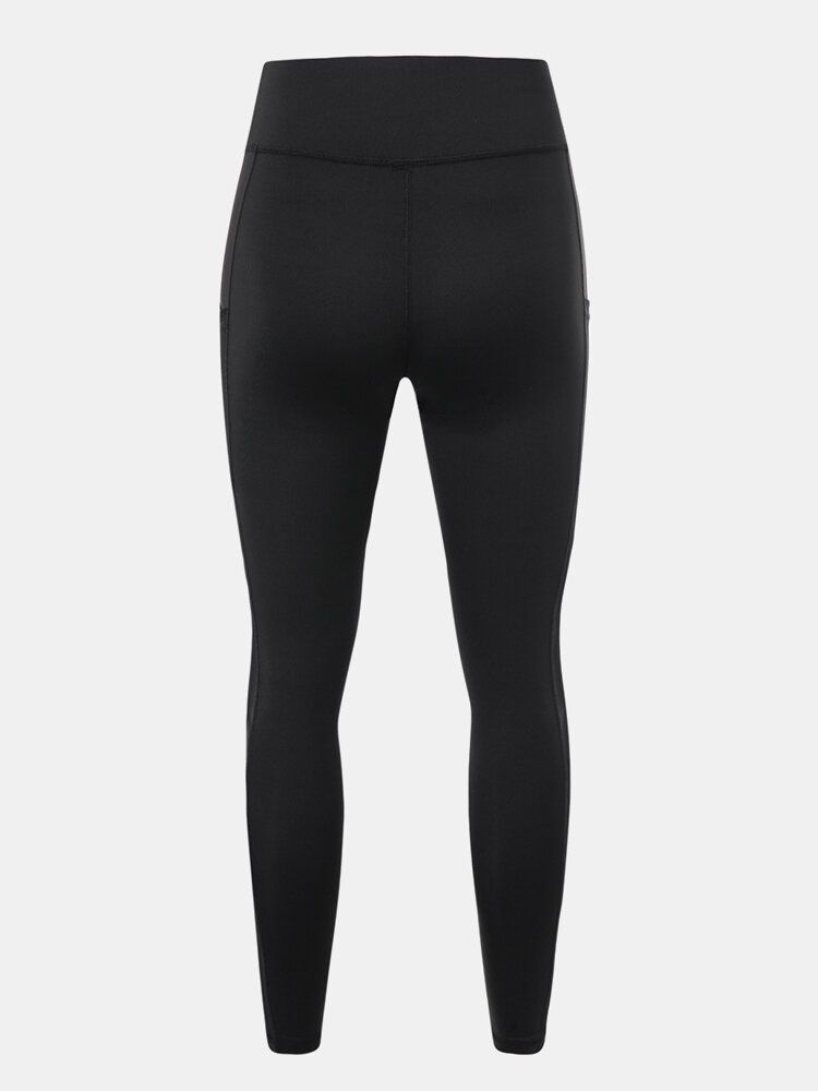 Dam Enfärgad Mesh Patchwork Hip Lift Sport Yoga Leggings