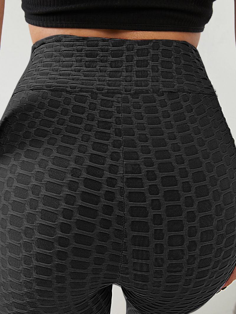 Dam Enfärgad Textur Sportig Elastisk Midja Super Stretch Leggings