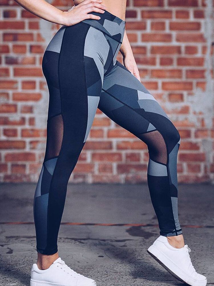 Kvinnor Casual Patchwork Tryck Yoga Sport Löp Leggings