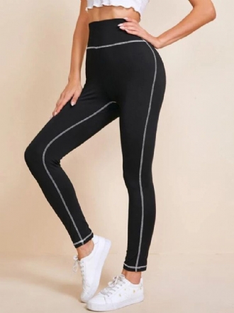 Kvinnor Enfärgad Hög Midja Topstitch Yoga Leggings