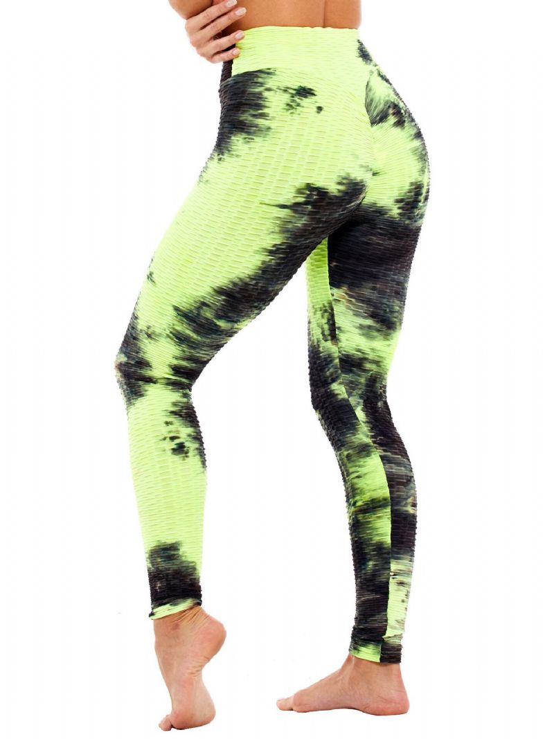 Tie-dye Slumpmässigt Tryck Hög Midja Smal Sport Yoga Casual Leggings För Kvinnor