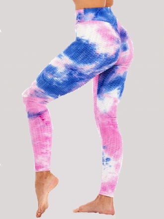 Tie-dye Slumpmässigt Tryck Hög Midja Smal Sport Yoga Casual Leggings För Kvinnor