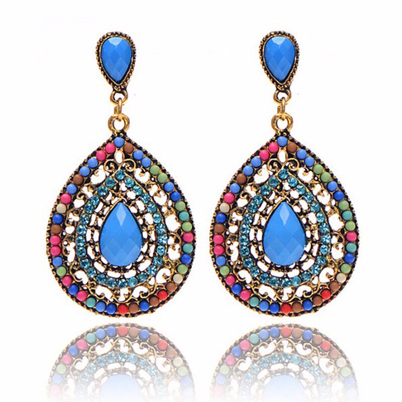 Bohemian Water Drop Diamond Örhänge Rhinestone Shiny Ear Drop For Women