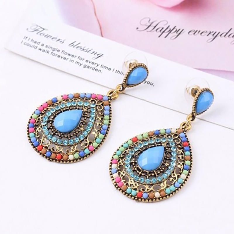 Bohemian Water Drop Diamond Örhänge Rhinestone Shiny Ear Drop For Women