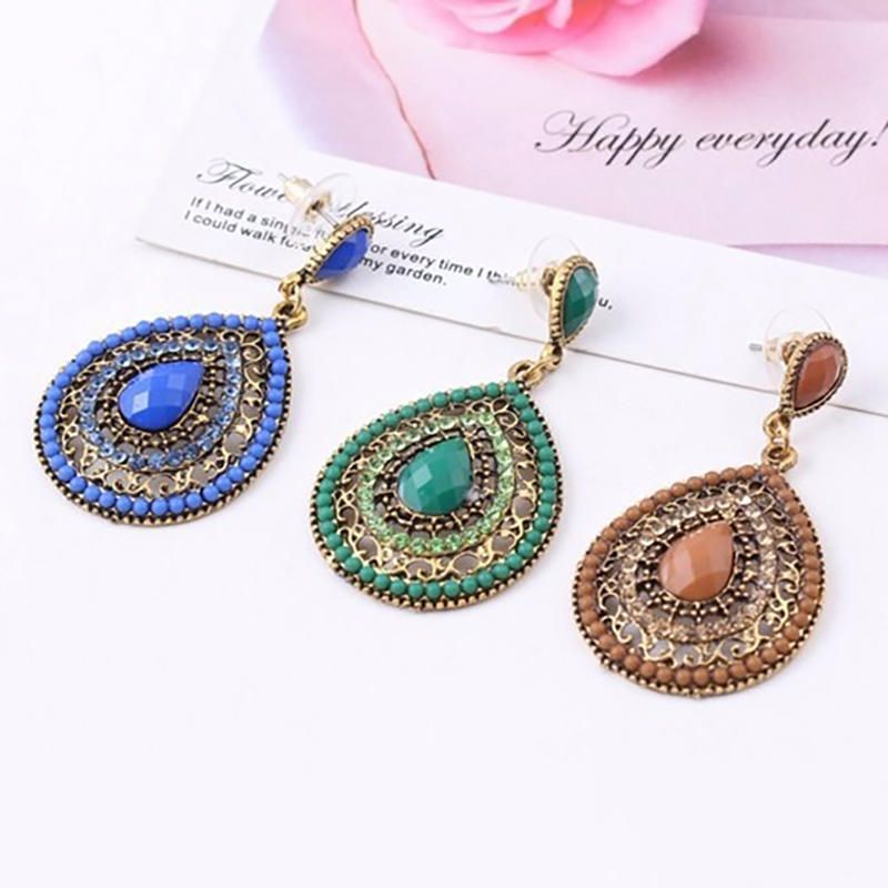 Bohemian Water Drop Diamond Örhänge Rhinestone Shiny Ear Drop For Women