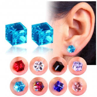 Creative Unisex Cubic Crystal Magnetic Clip Örhänge Modemagnet Ingen Piercing Färgglada Örhängen