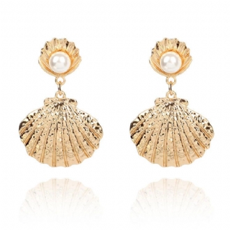 Elegant Shell Pearl Ear Drop Zinklegering Trendig Stil Örhänge För Kvinnor