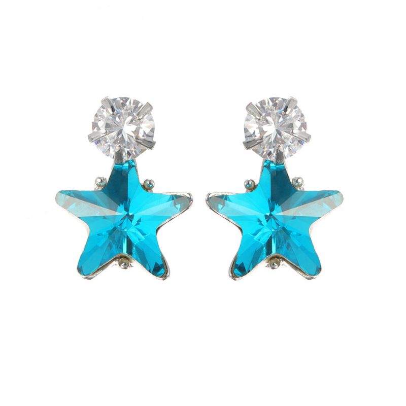 Enkel Star Ear Stud Örhänge Bländande Cubic Zirconia Star Crystal Piercing Örhängen För Kvinnor