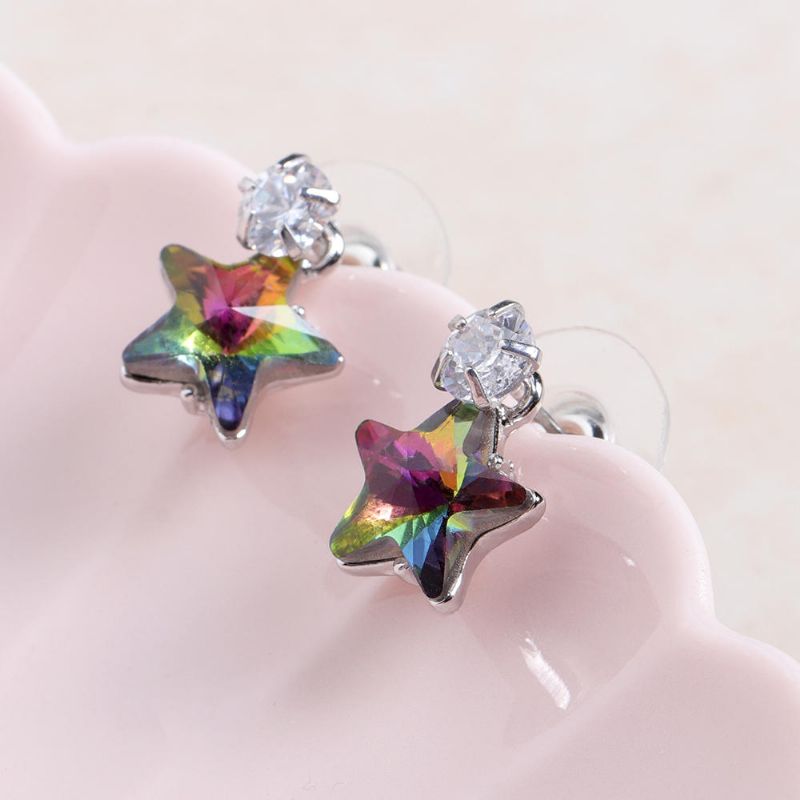 Enkel Star Ear Stud Örhänge Bländande Cubic Zirconia Star Crystal Piercing Örhängen För Kvinnor