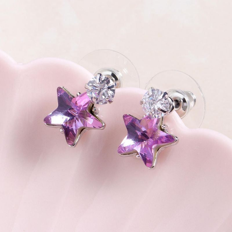 Enkel Star Ear Stud Örhänge Bländande Cubic Zirconia Star Crystal Piercing Örhängen För Kvinnor