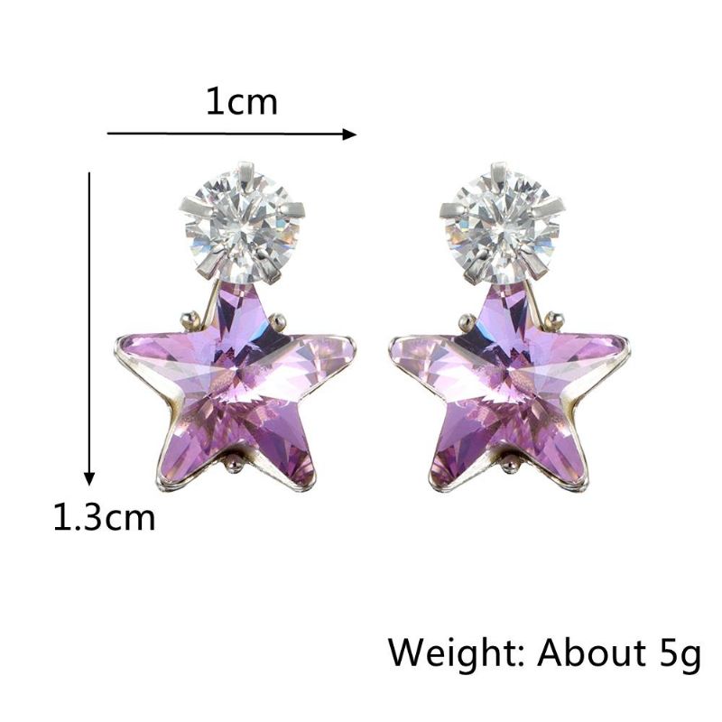 Enkel Star Ear Stud Örhänge Bländande Cubic Zirconia Star Crystal Piercing Örhängen För Kvinnor