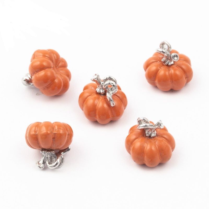 Halloween Alloy Pumpa Beads Sprayfärg För Smycken Tillbehör Passa Armband Hänge Örhänge Charm Mode Pärlor