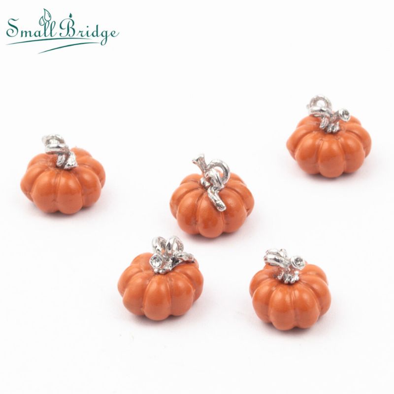 Halloween Alloy Pumpa Beads Sprayfärg För Smycken Tillbehör Passa Armband Hänge Örhänge Charm Mode Pärlor