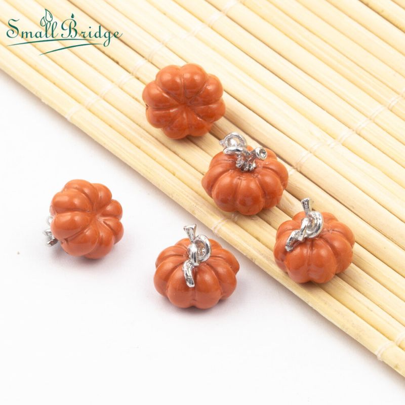 Halloween Alloy Pumpa Beads Sprayfärg För Smycken Tillbehör Passa Armband Hänge Örhänge Charm Mode Pärlor