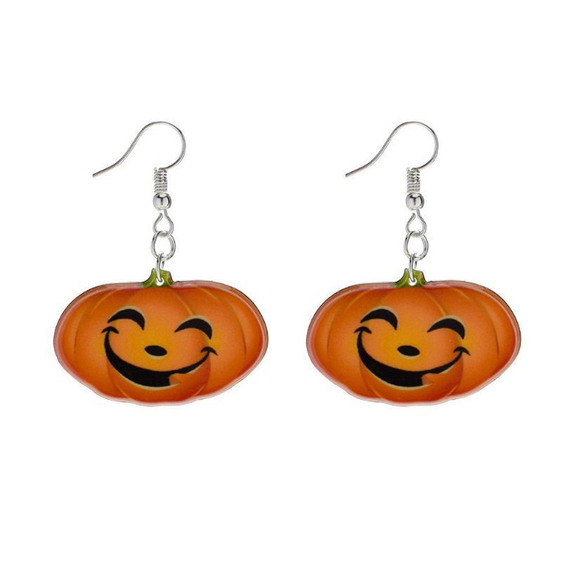 Trendiga Pumpkin Smile Pendant Örhängen Roliga 3d Stereoskopiska Halloween Resin Cartoon Örhänge