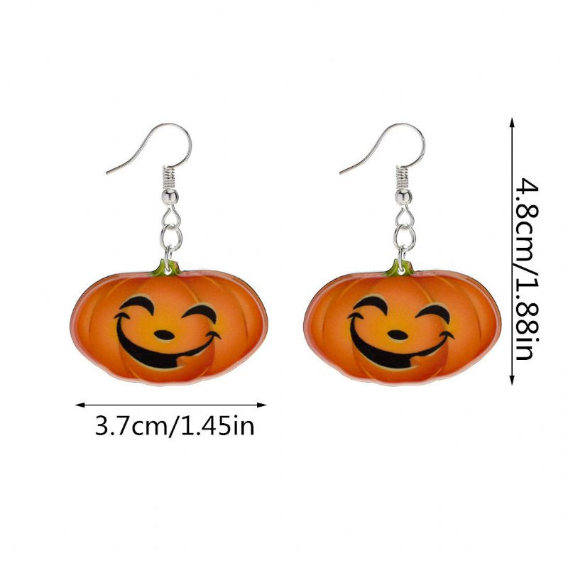 Trendiga Pumpkin Smile Pendant Örhängen Roliga 3d Stereoskopiska Halloween Resin Cartoon Örhänge