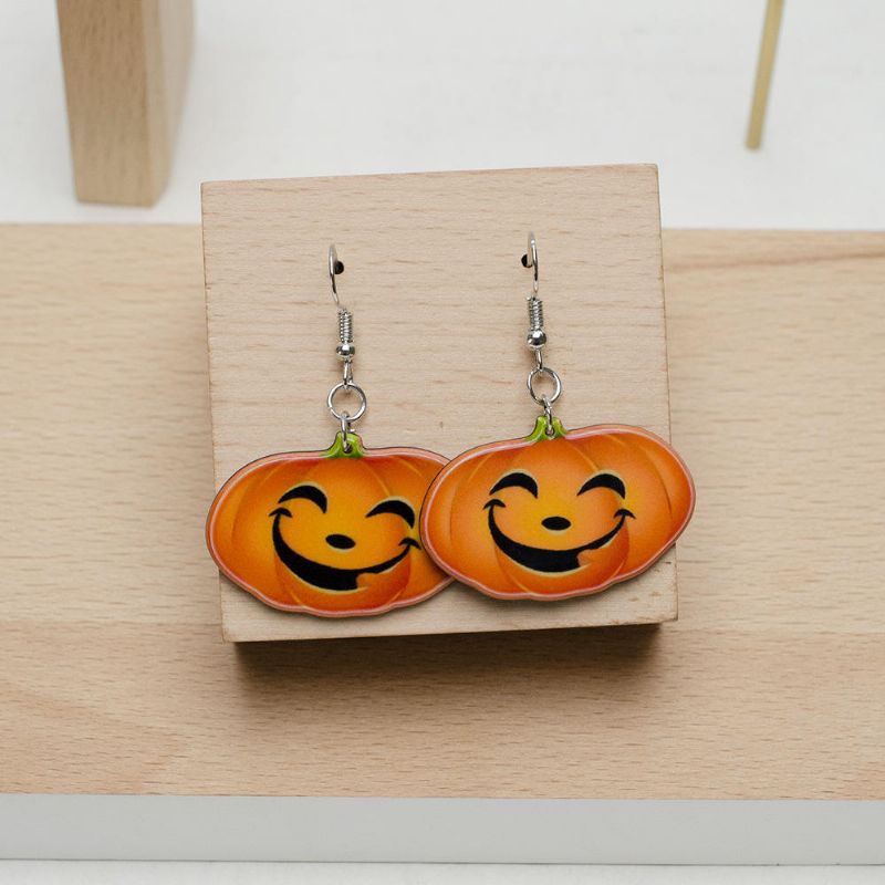 Trendiga Pumpkin Smile Pendant Örhängen Roliga 3d Stereoskopiska Halloween Resin Cartoon Örhänge