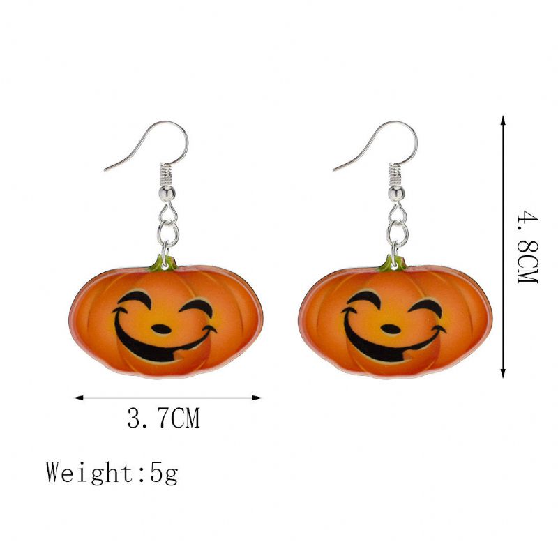 Trendiga Pumpkin Smile Pendant Örhängen Roliga 3d Stereoskopiska Halloween Resin Cartoon Örhänge