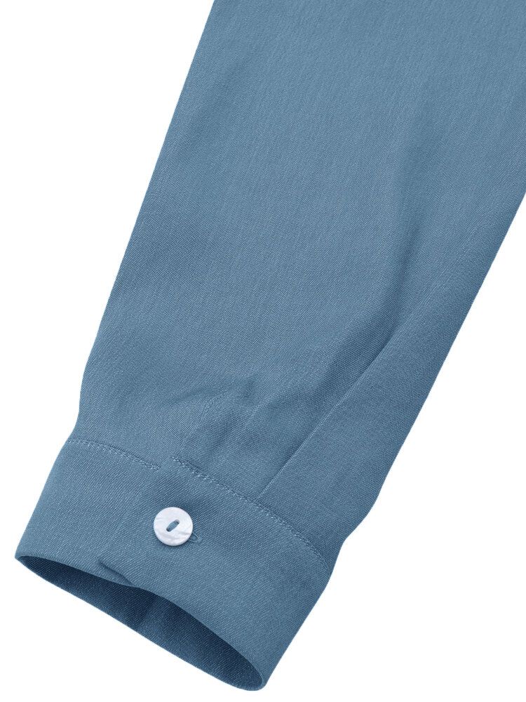 Dam Enfärgade Hela Knappar Långärmad Lapel Collar Casual Blusar