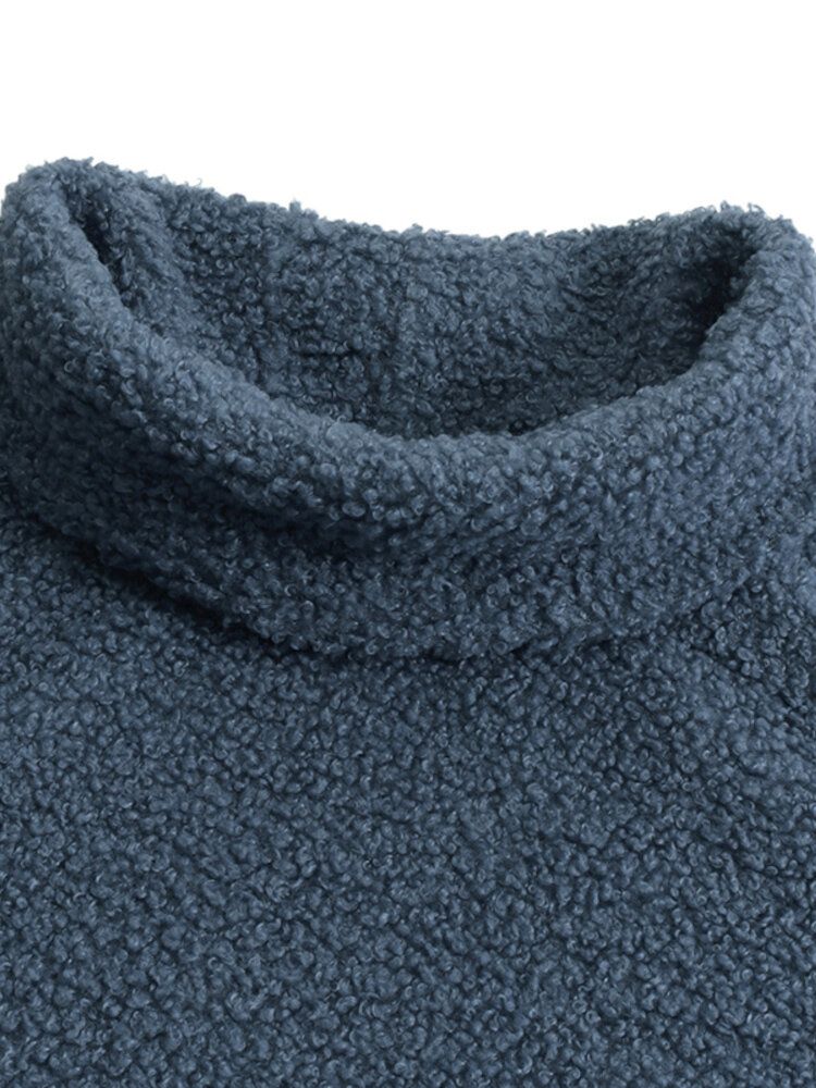 Dam Fleece Lång Solid Turtleneck Långärmad Ankel Lång Fritidsklänning