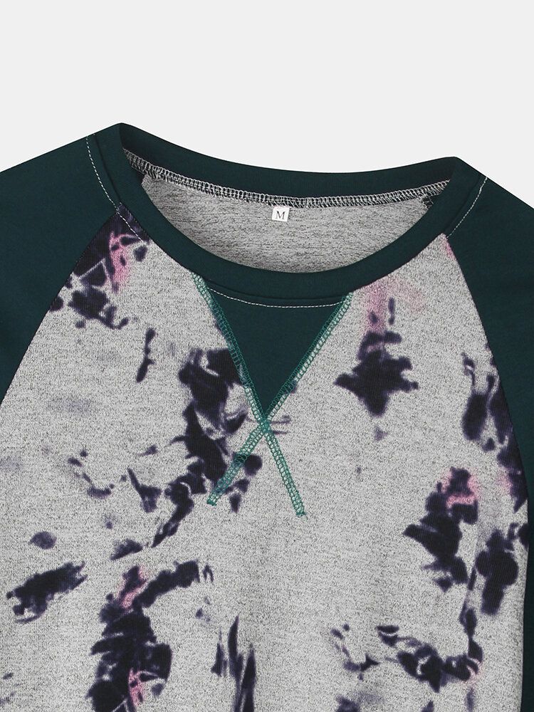 Dam Tie Dye Patchwork Raglan Ärmar Blus