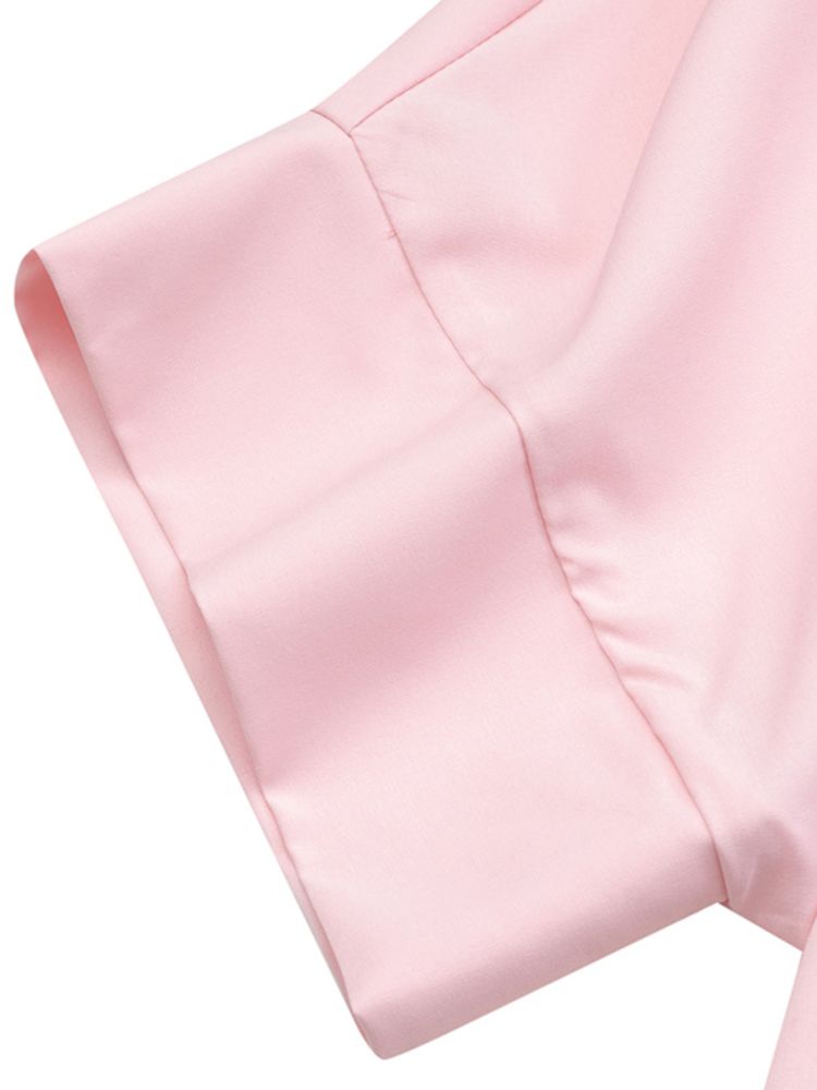 Damer Med Fast Knapp Hög-låg Fåll Batwing Ärm Lapel Collar Shirt