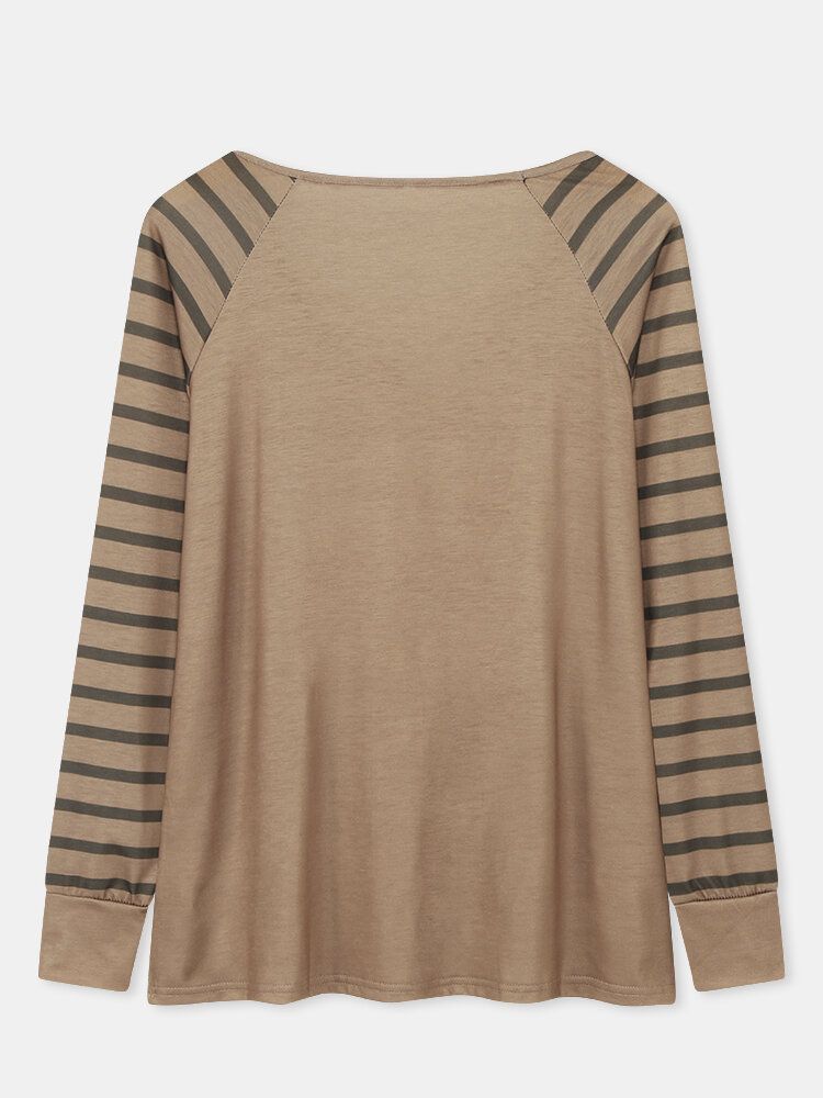 Kvinnor Letter Side Stripe Print V-ringad Casual Blus