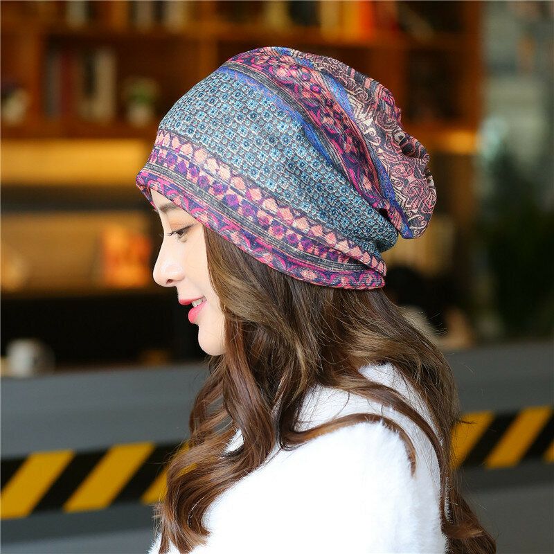 Andningsbar Chemo Cap Print Confinement Cap Turban Outdoor Cap Beanie