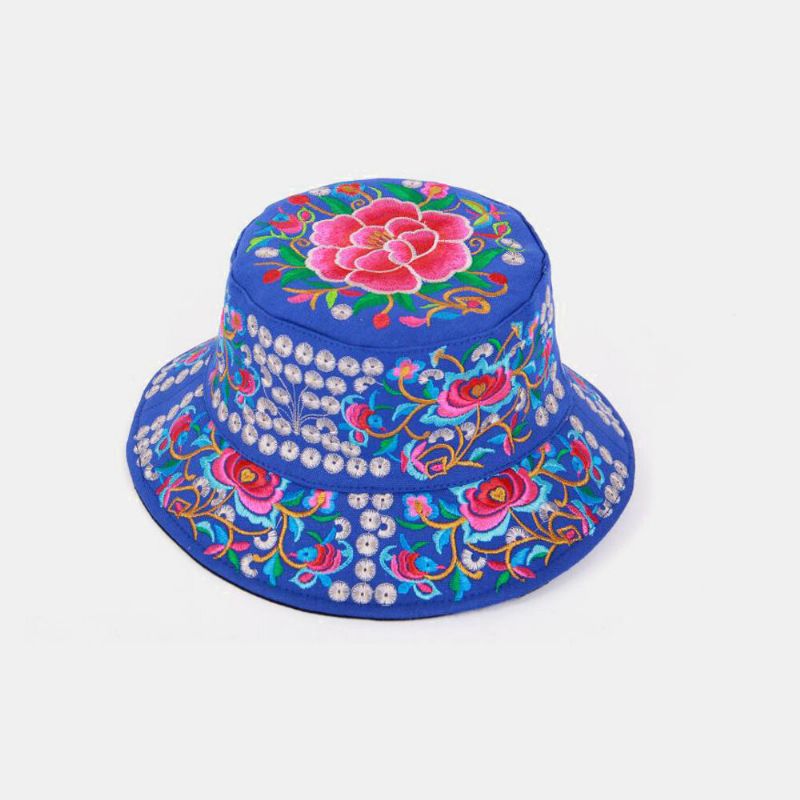 Broderi Mönster I Etnisk Stil Rund Form Visir Solhatt Bucket Hat För Kvinnor