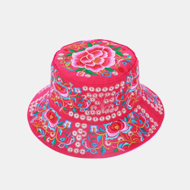 Broderi Mönster I Etnisk Stil Rund Form Visir Solhatt Bucket Hat För Kvinnor