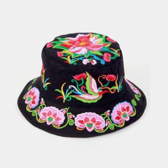 Broderi Mönster I Etnisk Stil Rund Form Visir Solhatt Bucket Hat För Kvinnor