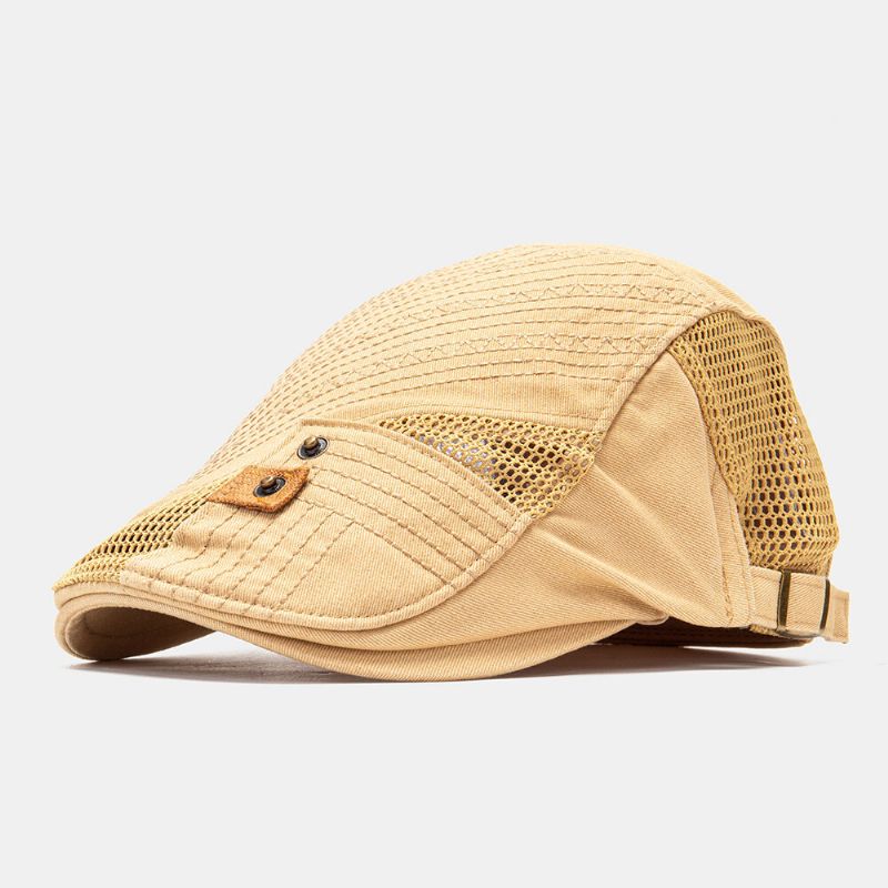 Collrown Herr Bomull Mesh Andas Casual Utomhus Solskydd Fram Hatt Flat Hat Basker Cap