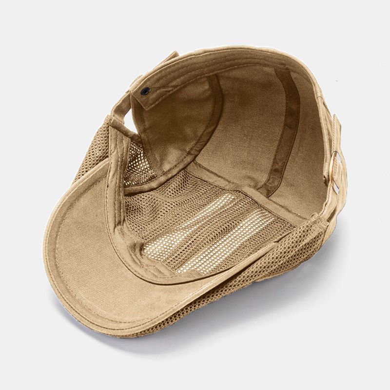 Collrown Herr Enfärgad Mesh Andningsbar Casual Outdoor Solskydd Fram Hatt Flat Hat Justerbar Basker Keps